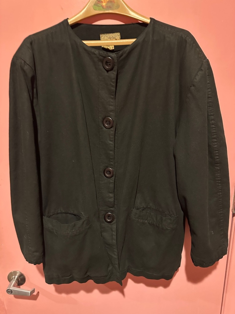 triangle Black Button-Front Jacket